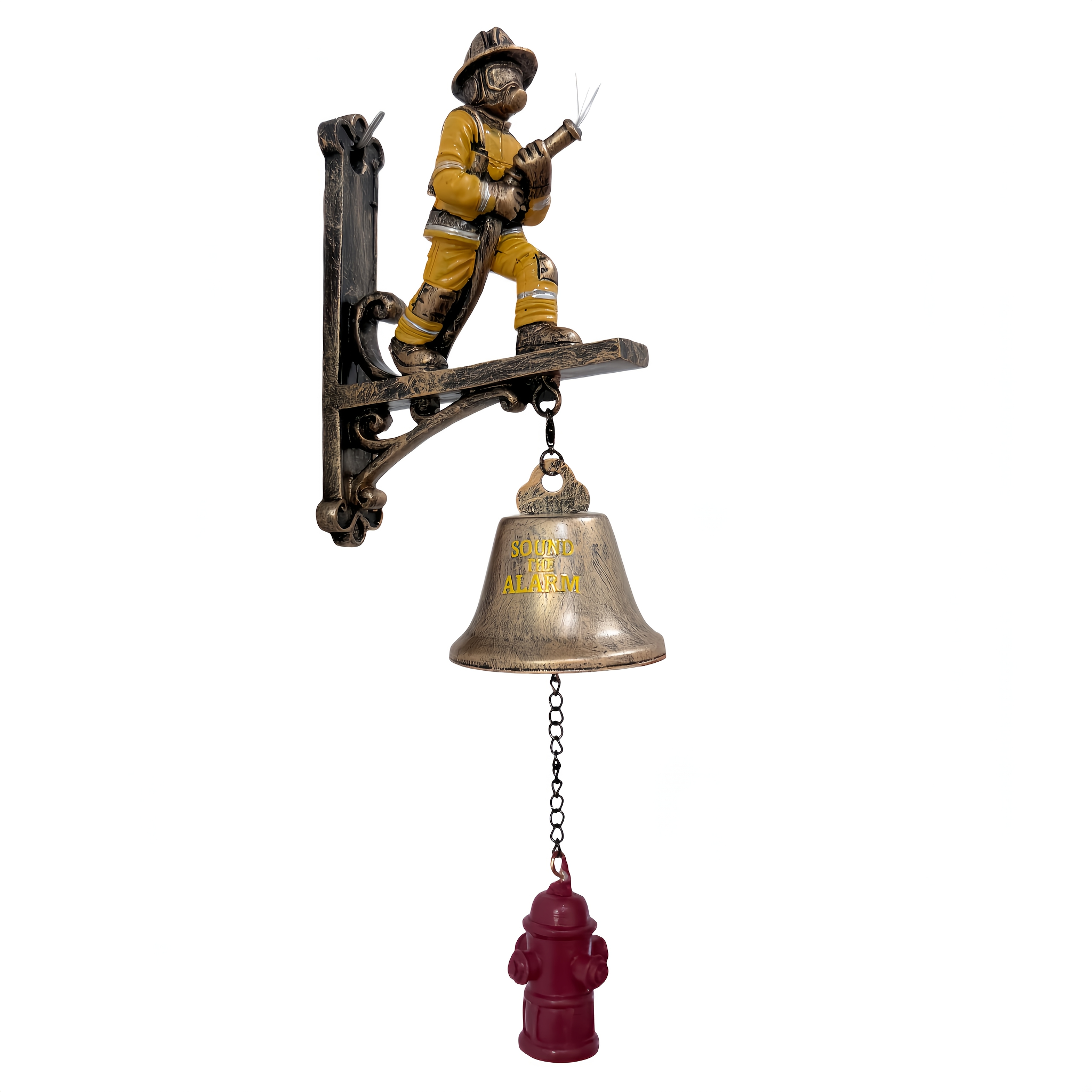Image of Wall-mounted Vintage Firefighter Bell Alarm - Loud Resin Bell Suitable For Indoor/outdoor, Decoration For Front Door, Porch, Garden, Emergency For Home & Historical Gift
