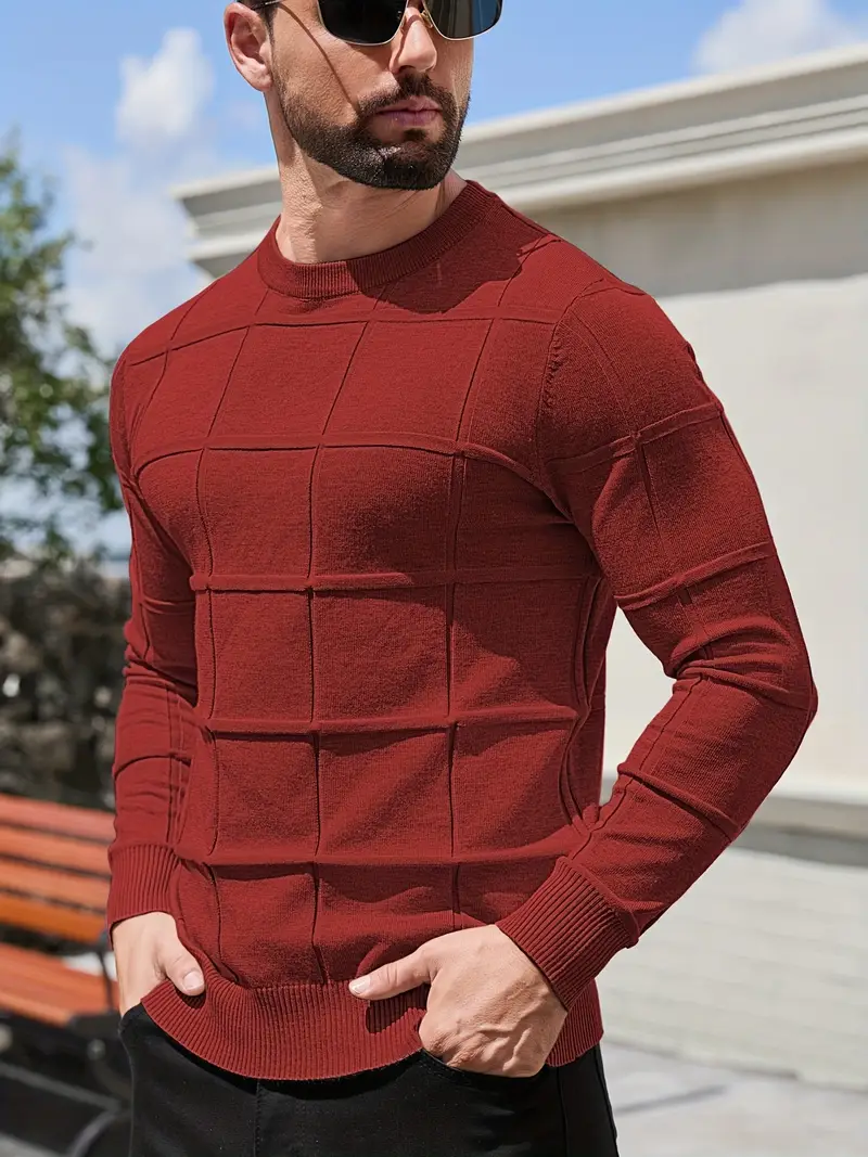 mens heavyweight 100 polyester sweater solid grey round neck long sleeve pullover with h shape silhouette ribbed neckline machine washable casual formal wear durable everyday layering essential Product details 15