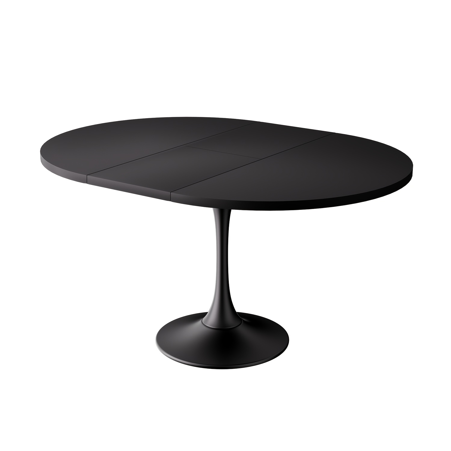 Image of Extendable Round Table With Telescopic Slide Rail, Modern Dining Table, Thick Wooden Tabletop And Golden Metal Base, Suitable For Living Room, Dining Room, Kitchen, 100-130cm×80cm