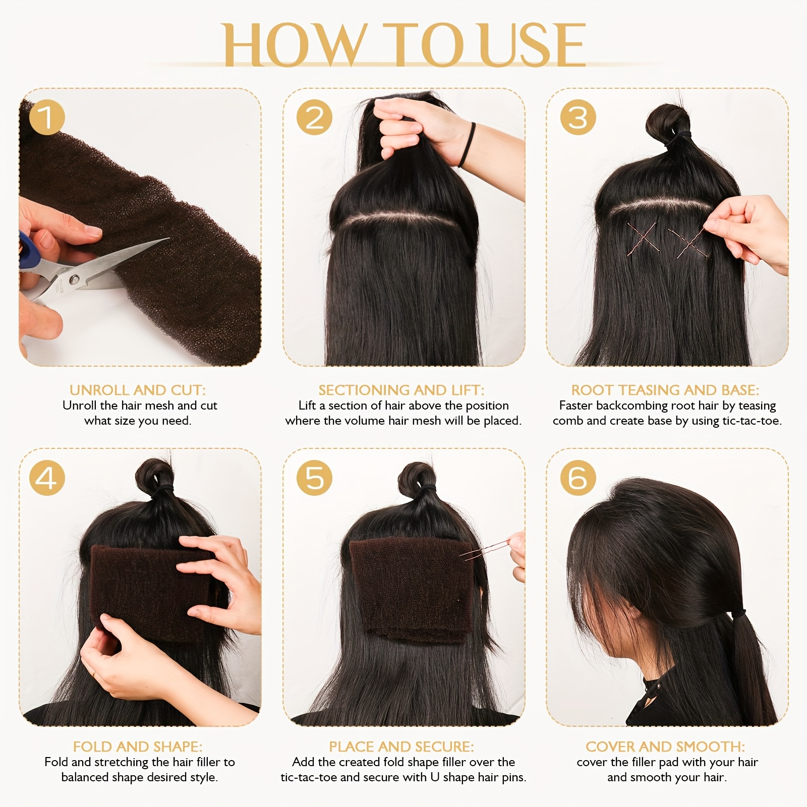 blonde hair filler for updos soft flexible sponge with 20 bobby pins 50 u shaped pins for   and secure styling Product details 0