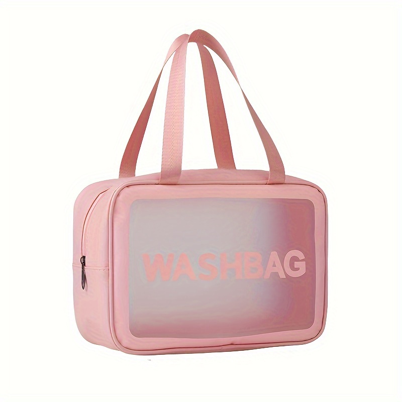 

Large Capacity Waterproof Pu Cosmetic Bag - Unisex, Scent-free Travel Toiletry Organizer With Transparent Design & Matte Finish