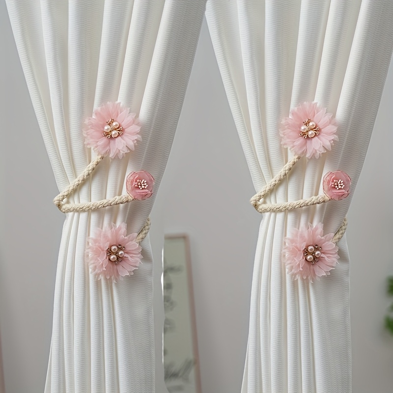 1pc/2pcs Curtain Tie Rope With 3d , Punch-free Curtain Clip Modern Simple Curtain Curtain Tie Curtain Fixer Suitable For Bedroom Living Room Home Decoration
