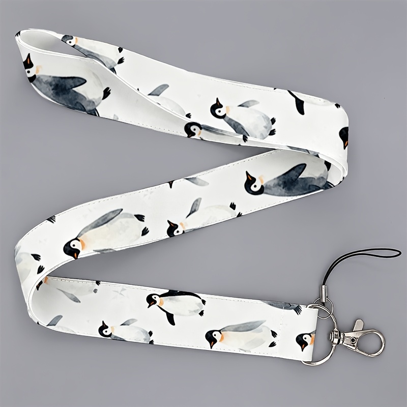 TEMU 2d A 2d Flat Suitable For Students, Men And Women, Watercolor Penguin Print Unisex Lanyard, For Students, Office Workers, Phones & Ids, 2d Flat