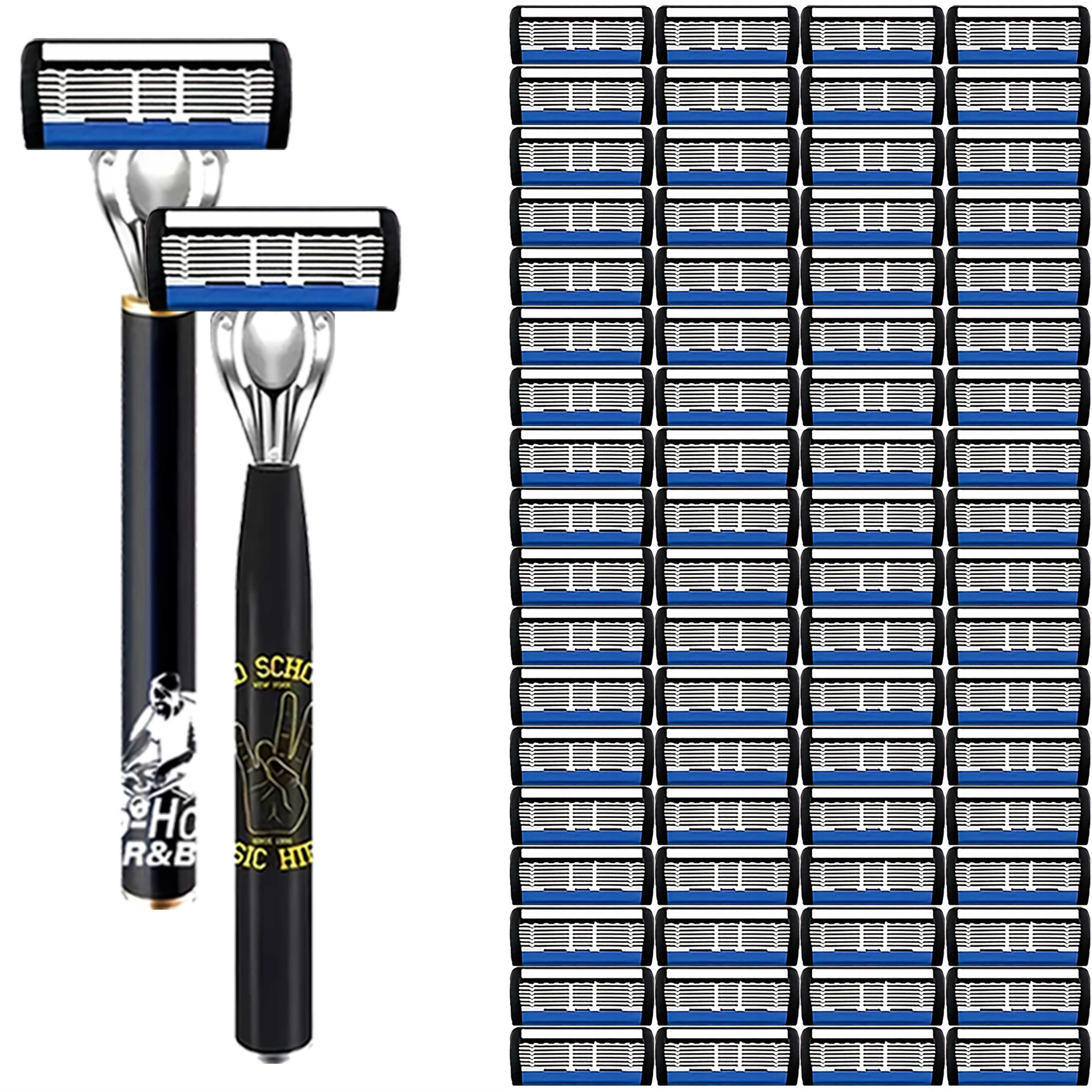 Image of Men's Razor Set 2-pack Replaceable Comfortable Non-slip Handle Safe -free Shaving Ideal Holiday Gift Multi-occasion Use Designed For Men Stylish