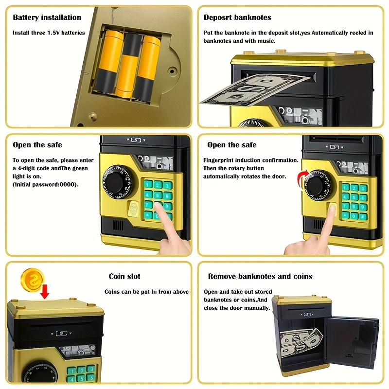 ATM Box Coin Box With Password Money Jar With Automatic Grab Money  Slot, Christmas, Thanksgiving Birthday Gift Toy B
