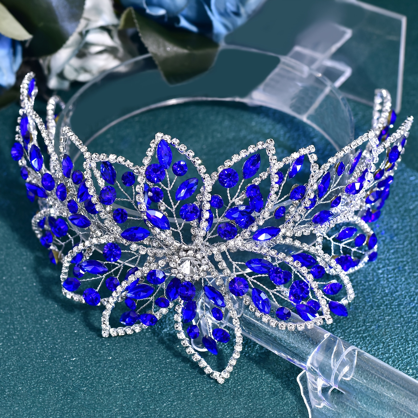 элегантная синяя повязка на волосы с вырезом, модный головной убор, свадебный аксессуар, свадебное украшение, украшение на День святого Валентина, женское украшение для особых случаев, панк-рок, устойчивое, 803 детали, 2