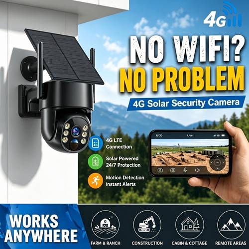 item picture phansatim 4 security camera outdoor 4g lte cellular no wifi needed 360 ptz pan tilt zoom ai human detection color two way audio 5800mah battery solar powered built in sim card tf cloud storage