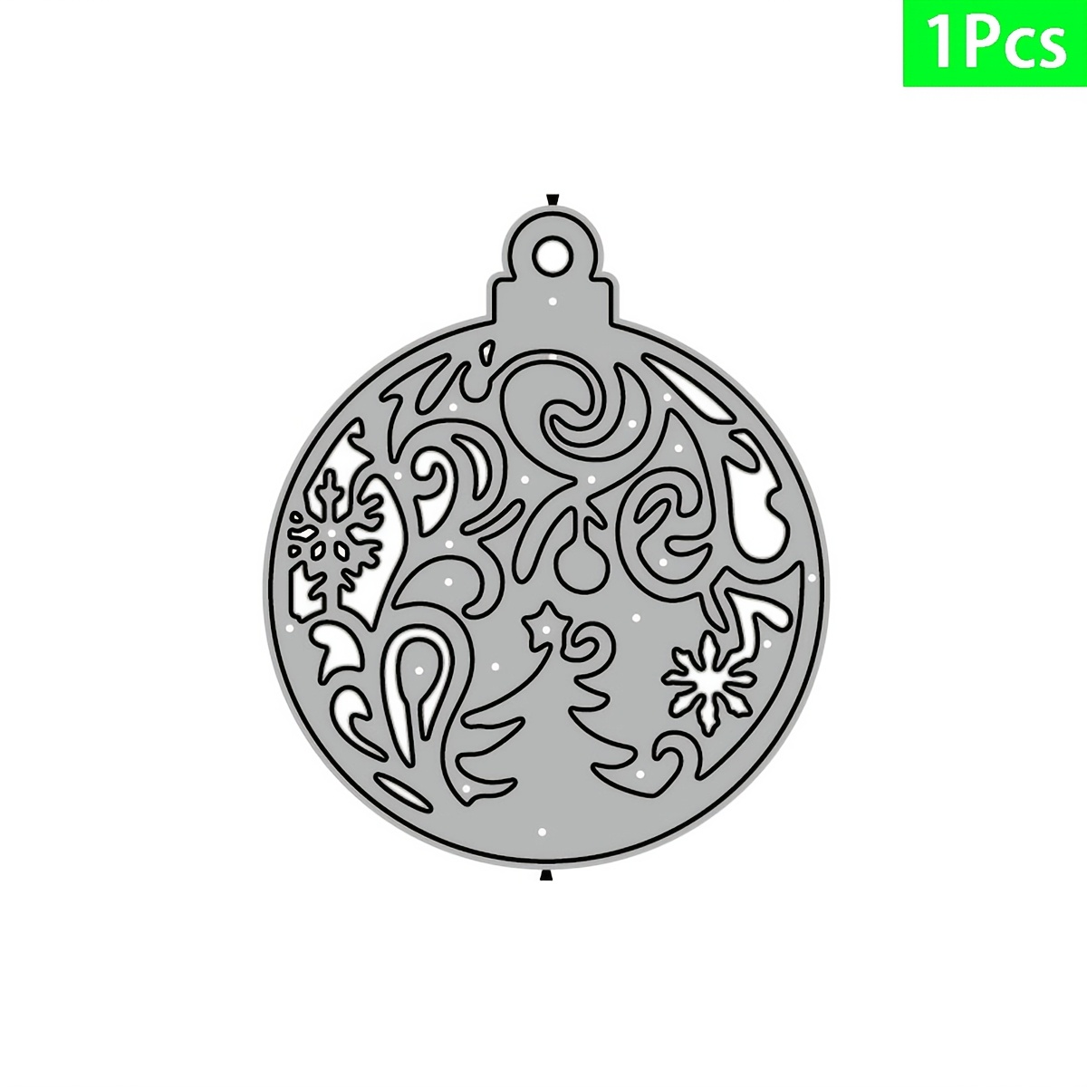 TEMU Hollow Christmas Bauble Metal Cutting Dies, Swirl Pattern Ornament With Christmas Tree And Snowflake Die Cuts, Xmas Round Pendant Template For