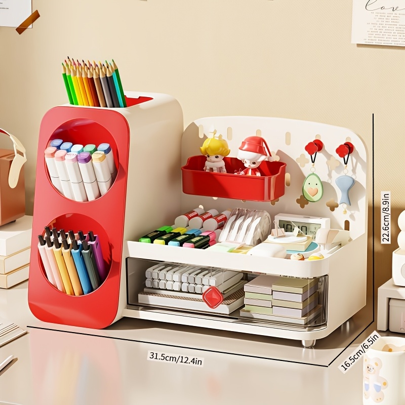 [Desktop Organizer] A Multifunctional Desktop Organizer with Removable Drawers And a Pen Holder; a Spacious Storage Box for All Office Supplies, Stationery, Art Materials, And Cosmetic Additions | The Perfect Storage Solution for a for Home OfficeOpen in new tab.