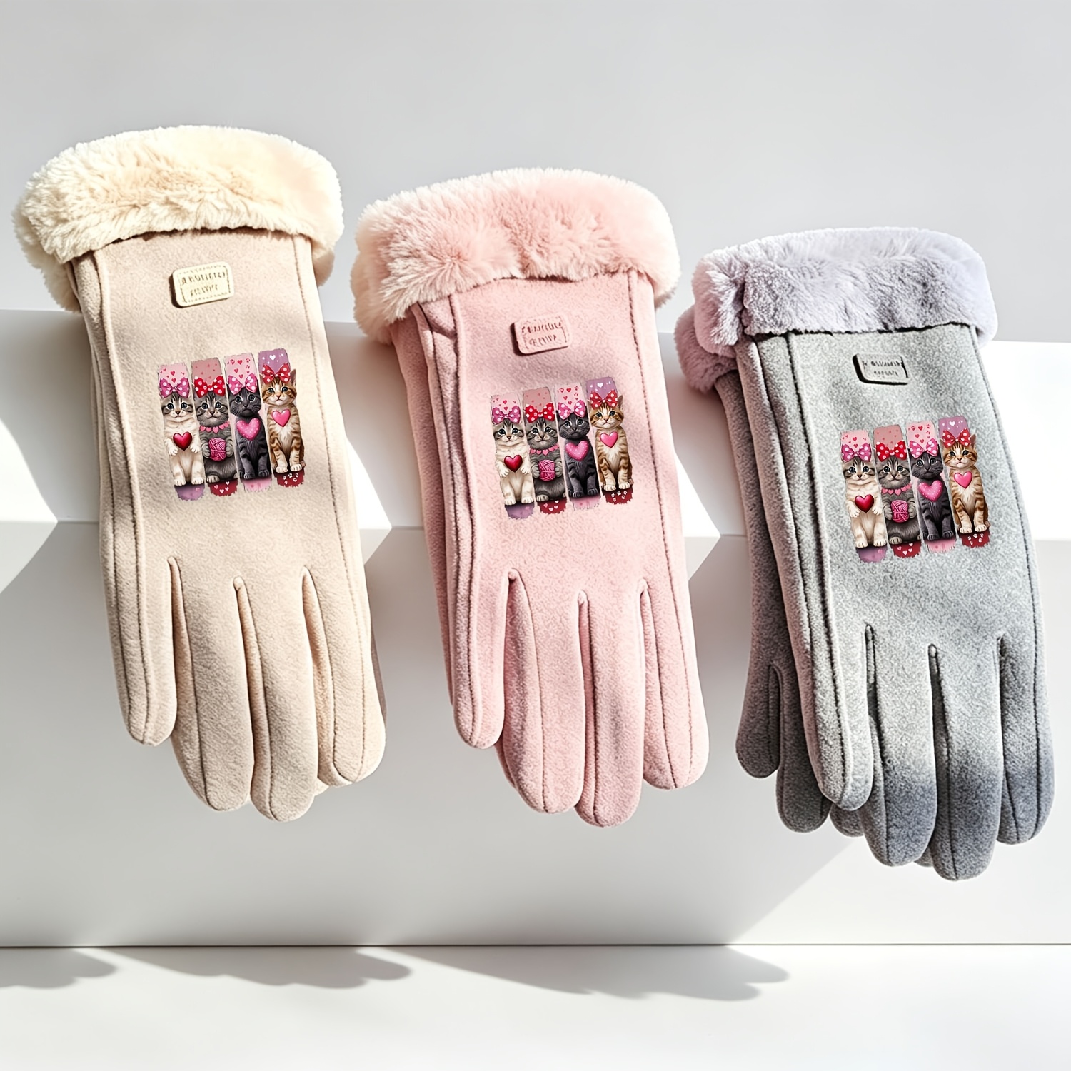 Women's German Fingerless Gloves with Cat Theme