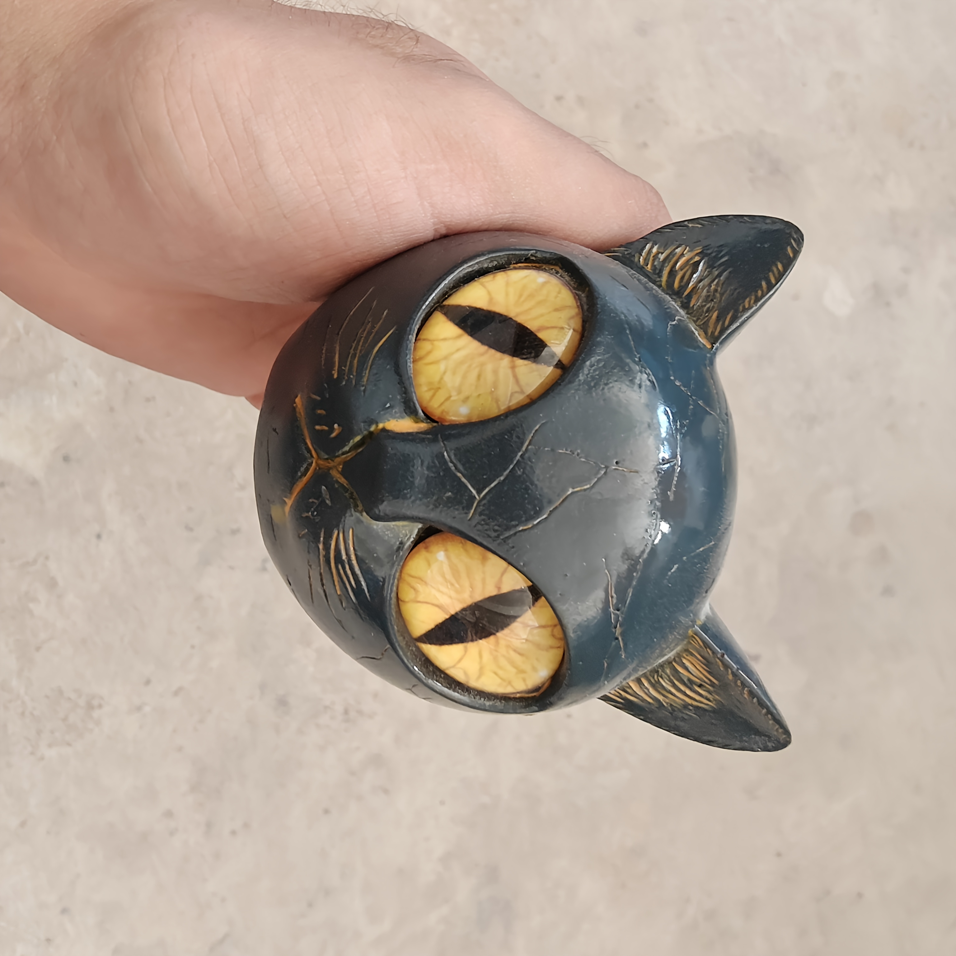 TEMU 1pc Luxurious Black Cat Head Sculpture Ornament, Resin Material, Home Decor Item, Living Room And Office Desk Decoration