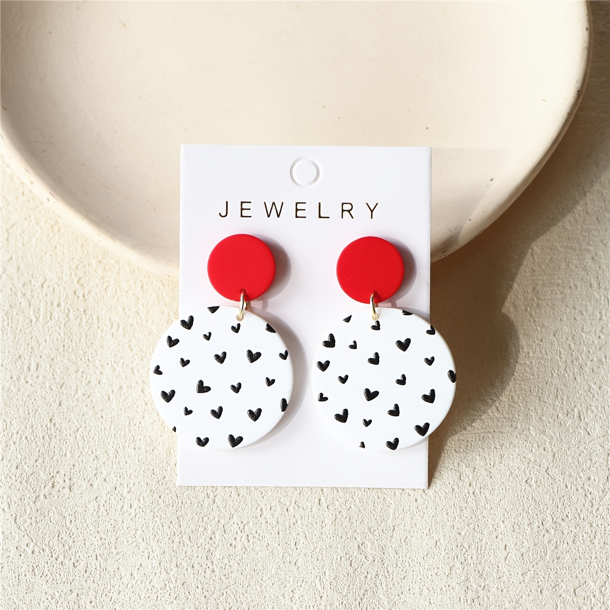 

Valentine's Day Acrylic Earrings For Women, Print Round Clay Texture, Romantic Sexy Party Wear, Stainless Steel Posts, ,