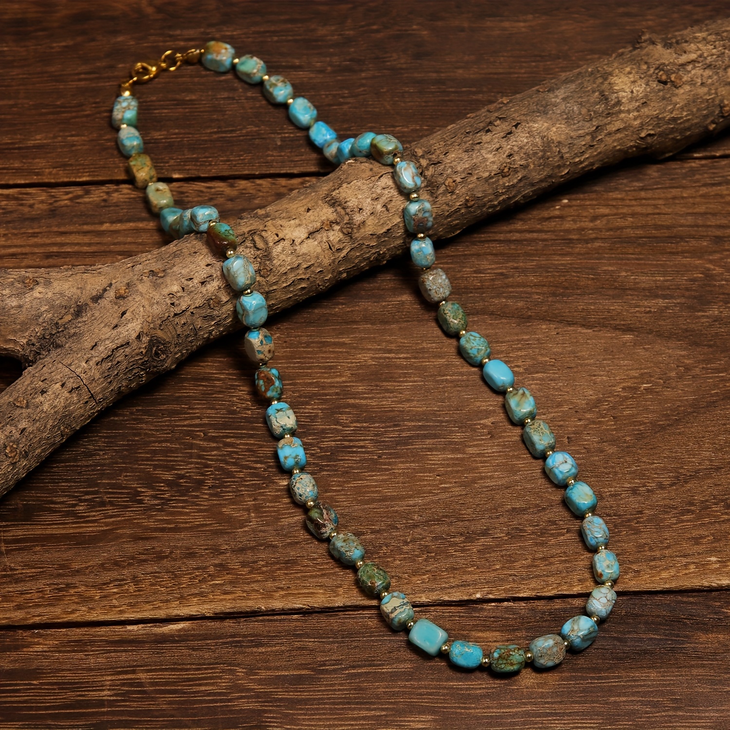 E-shop Minimalistische Retro und elegante quadratische blaue Naturstein-Halskette, geeignet für Männer und Frauen, | Herbstgeschenk | Herbst- und
