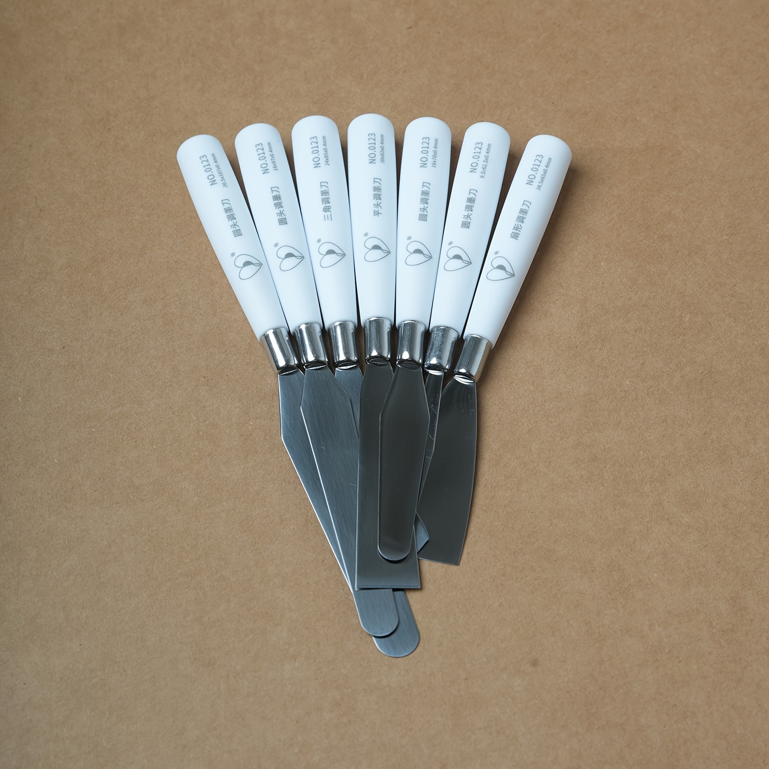 White Handle Stainless Steel Palette Knife for Mixing Colors