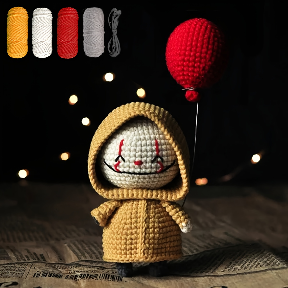 

Yamaxin Crochet Set For Beginners, 1pc Amigurumi Clown With , Fabric Yarn Craft Kit, Handmade Project With Complete Tools -by-step Video