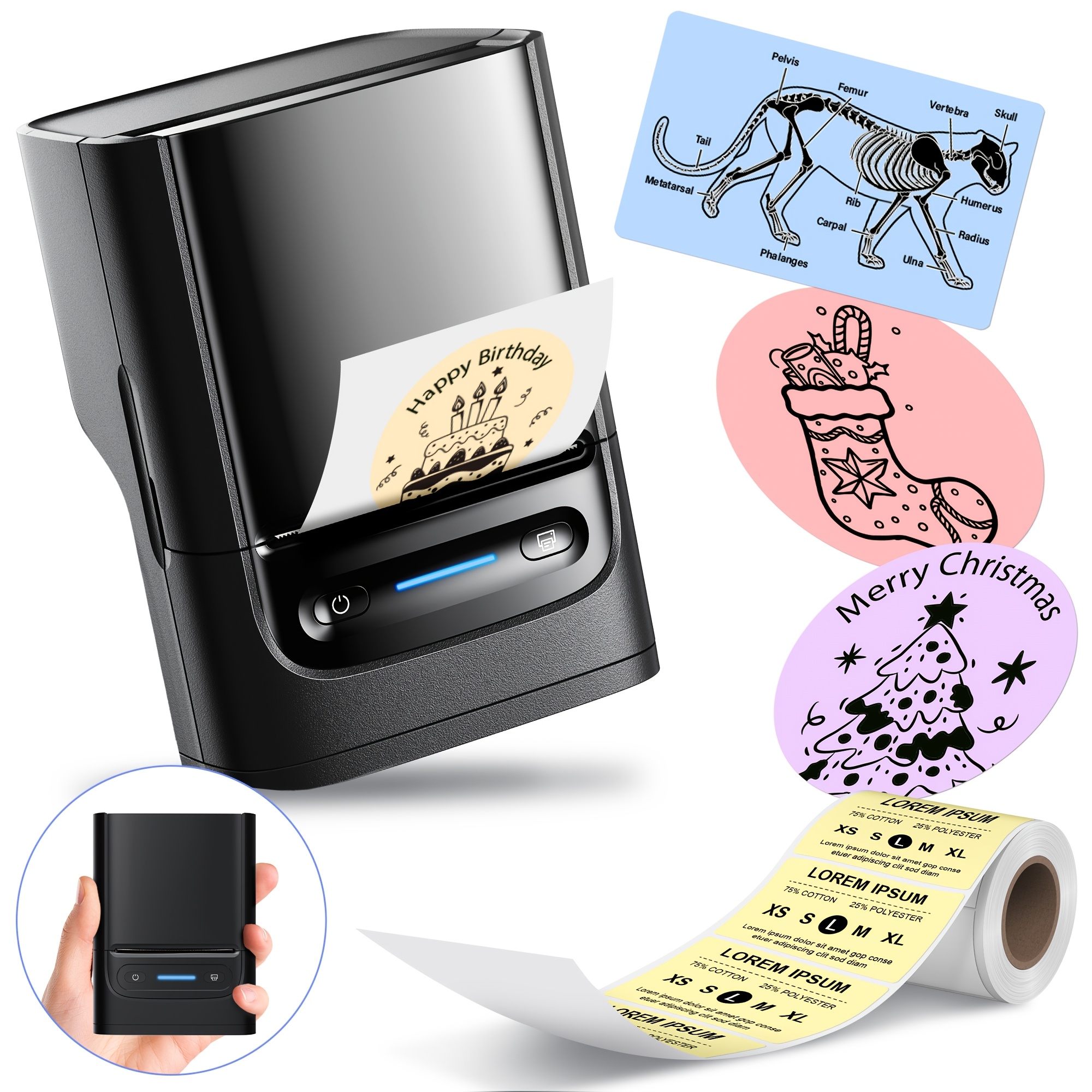 TEMU Machine à étiquettes PM220B avec ruban, imprimante d'étiquettes, imprimante thermique portable pour petites entreprises, maison, adresse de