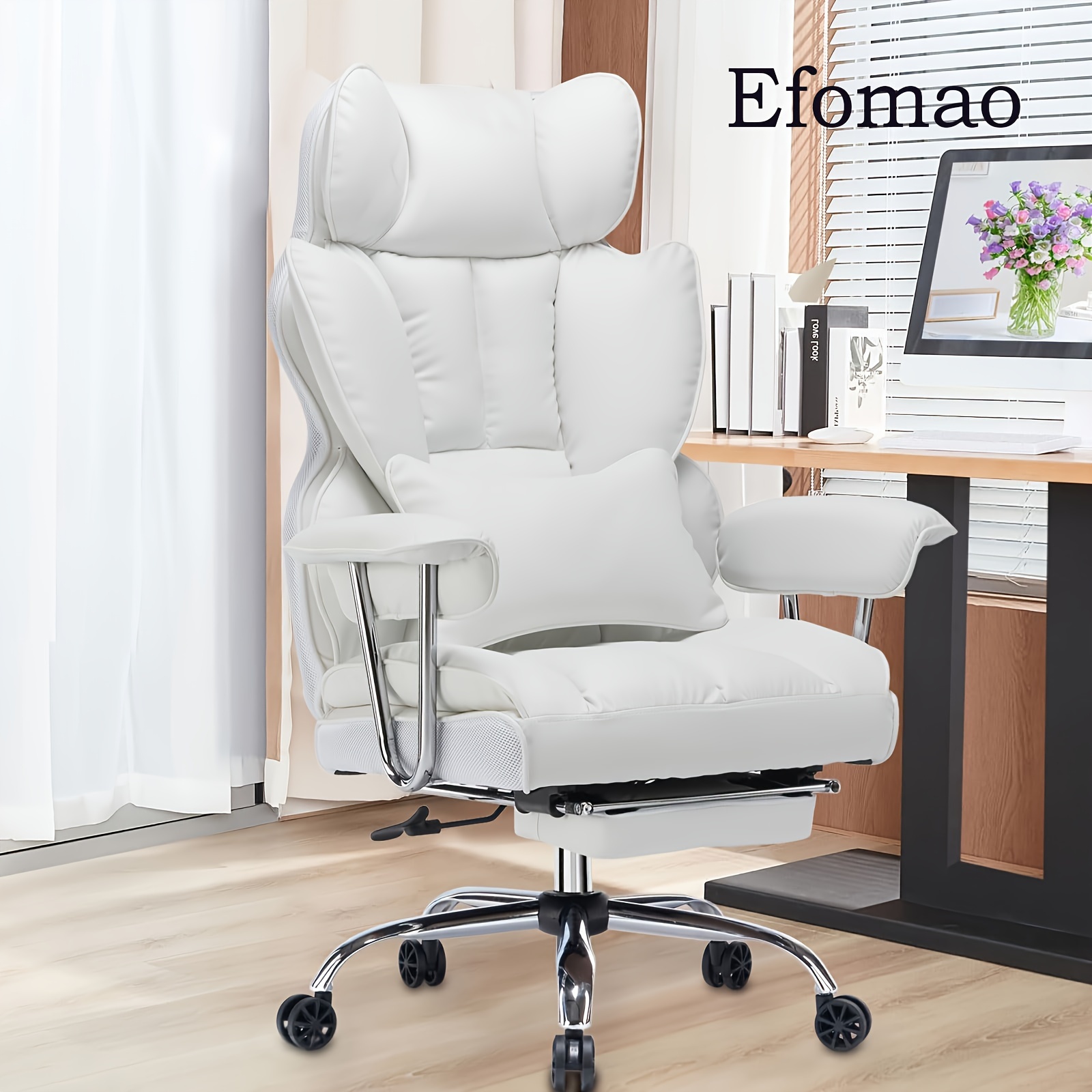 

Efomao Big And Tall Office Chair, Computer Chair, Executive Office Chair With Leg Rest And Lumbar Support