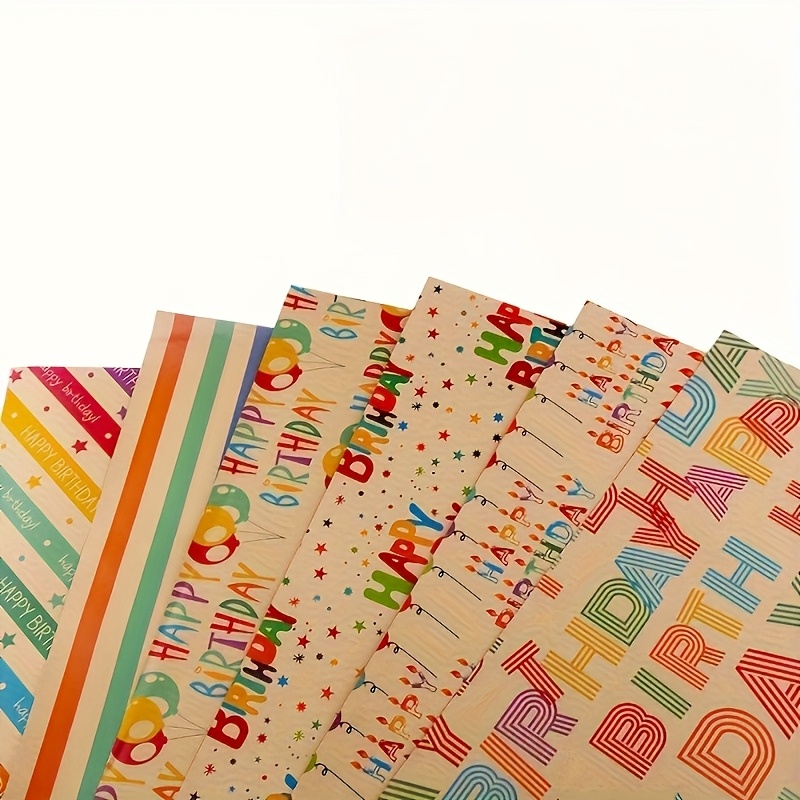 Image of 5 Rolls Of Vibrant Birthday Wrapping Paper Set - Colorful Balloons, Happy Birthday Letters, And Candles Designs , Festive Gift Wrapping | Design | Decorative Wrapping Paper, Birthday Party Supplies