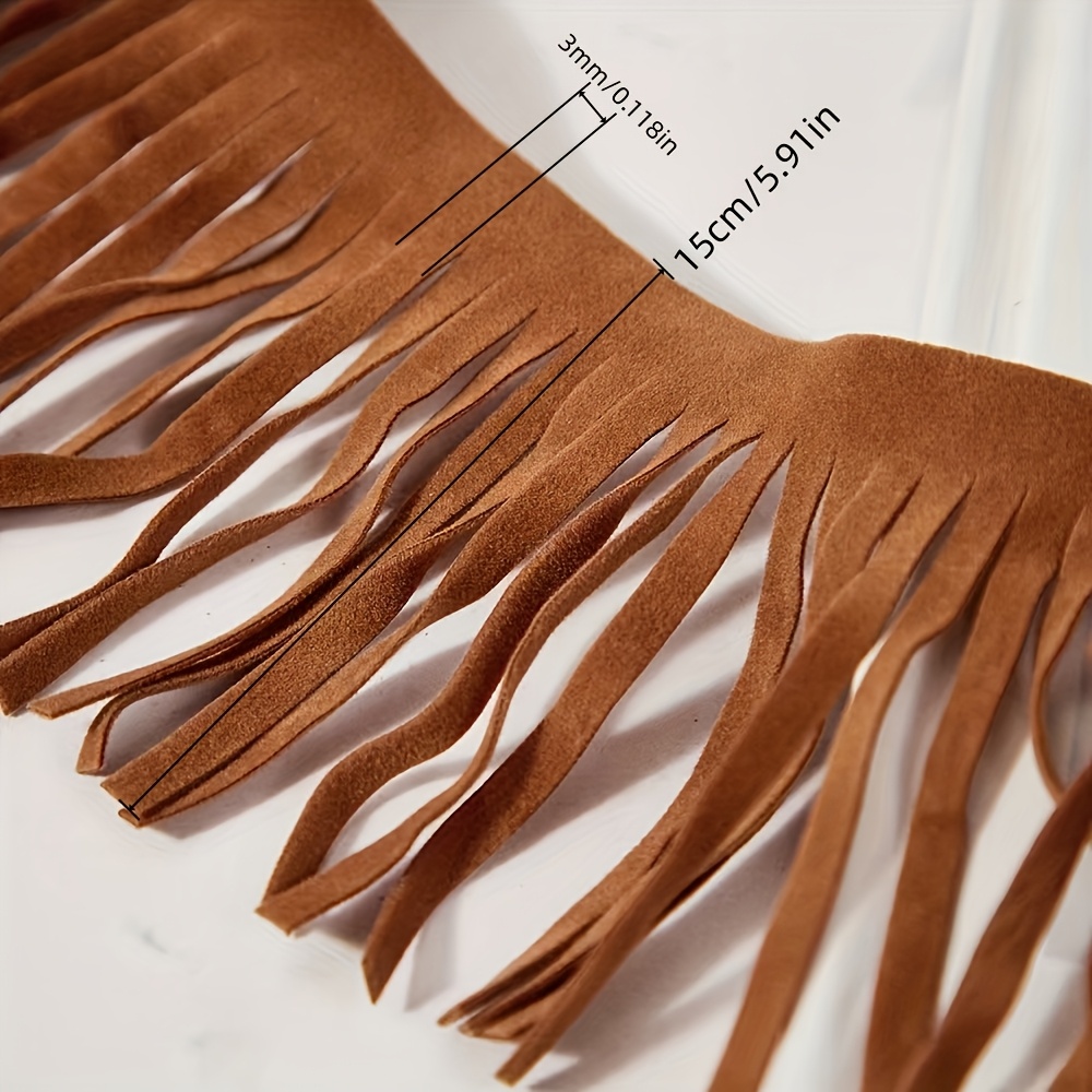 TEMU 39.37in Fabric Skirt With Tassels And Lace, Handmade Suede Trim, Apparel Accessory, Tassel Fringe For Clothing Edges, Diy Garment Shawl Hem Trim