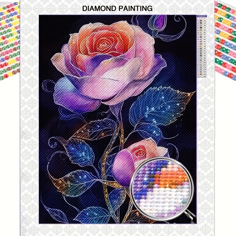 

30x40cm 5d Round Diamond Painting Kit, Floral Canvas Art, Diy Mosaic Craft Wall Decor, Complete Set With Tools, For Beginners, Home Wall Art Gift, With Diamond Art For Living Room Bedroom Decor