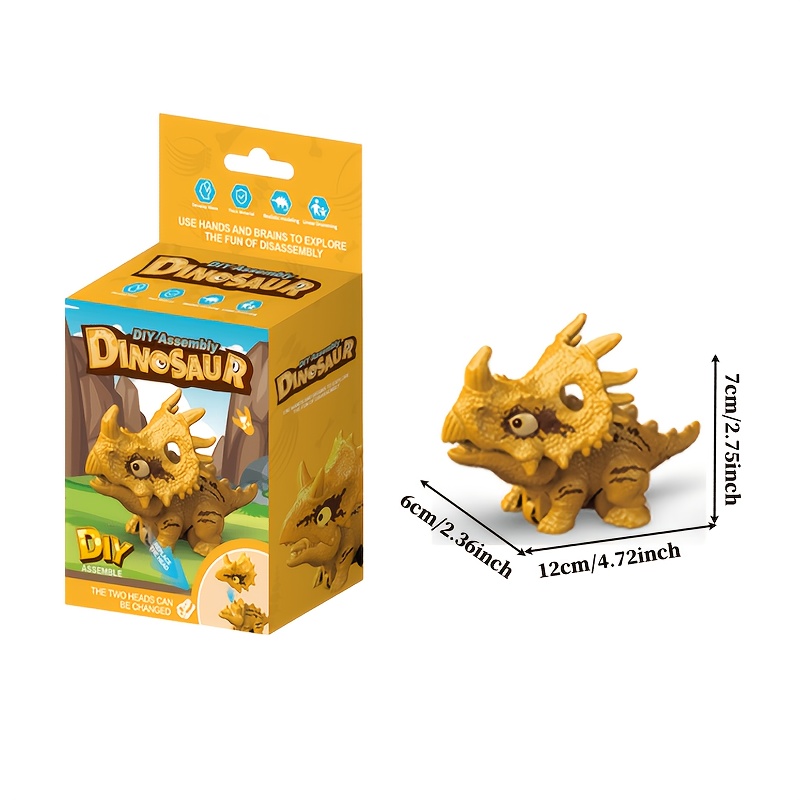 Assembly Dinosaur Scooter, Interchangeable Head Mini Dinosaur Model Toy