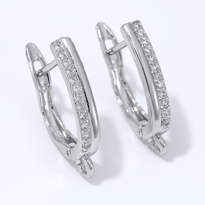 TEMU 1 Par de Apliques para Aretes Ovalados de U de Latón Chapado en Oro de 18K con Diamantes de (CZ), Clips para Orejas con Zirconias Cúbicas y
