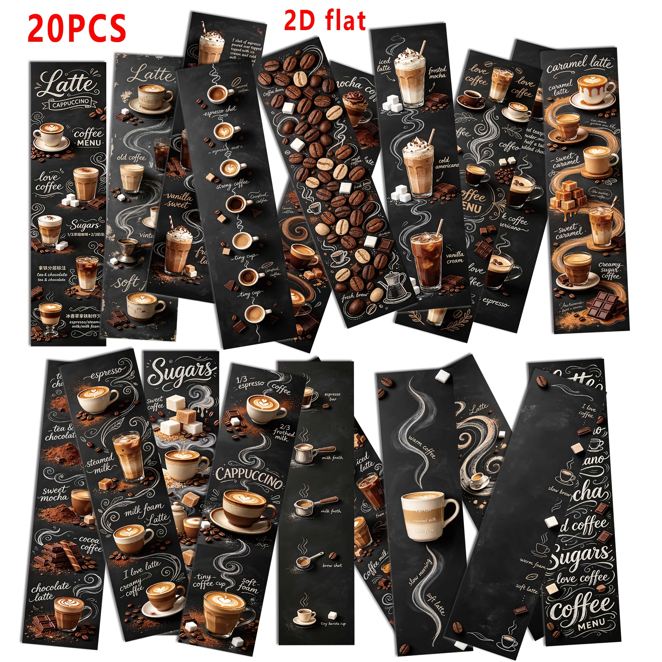 TEMU 20pcs Bookmark Set Suitable For Birthdays, Book Lovers & Book Clubs - Hand-painted Coffee-themed Bookmarks With Coffee Cup & Bean Designs, Gift