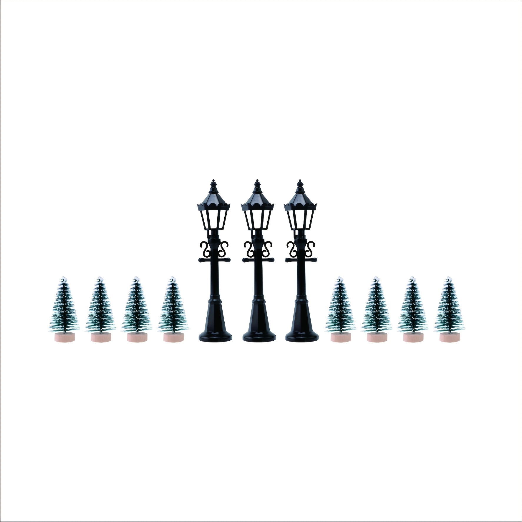 TEMU 11pcs Christmas Decoration Set With Mini Christmas Trees And Realistic Lamps, Perfect For Crafts, , Home Decor, Baking, Modelling, And Gifts.