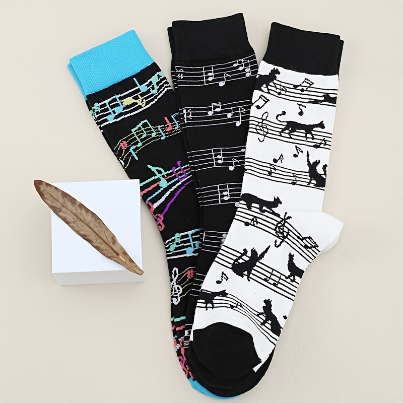 paires de chaussettes fantaisie unisexes, motif musical amusant,  chaussettes cadeaux pour hommes et femmes, pour l'extérieur et toutes - Main Image