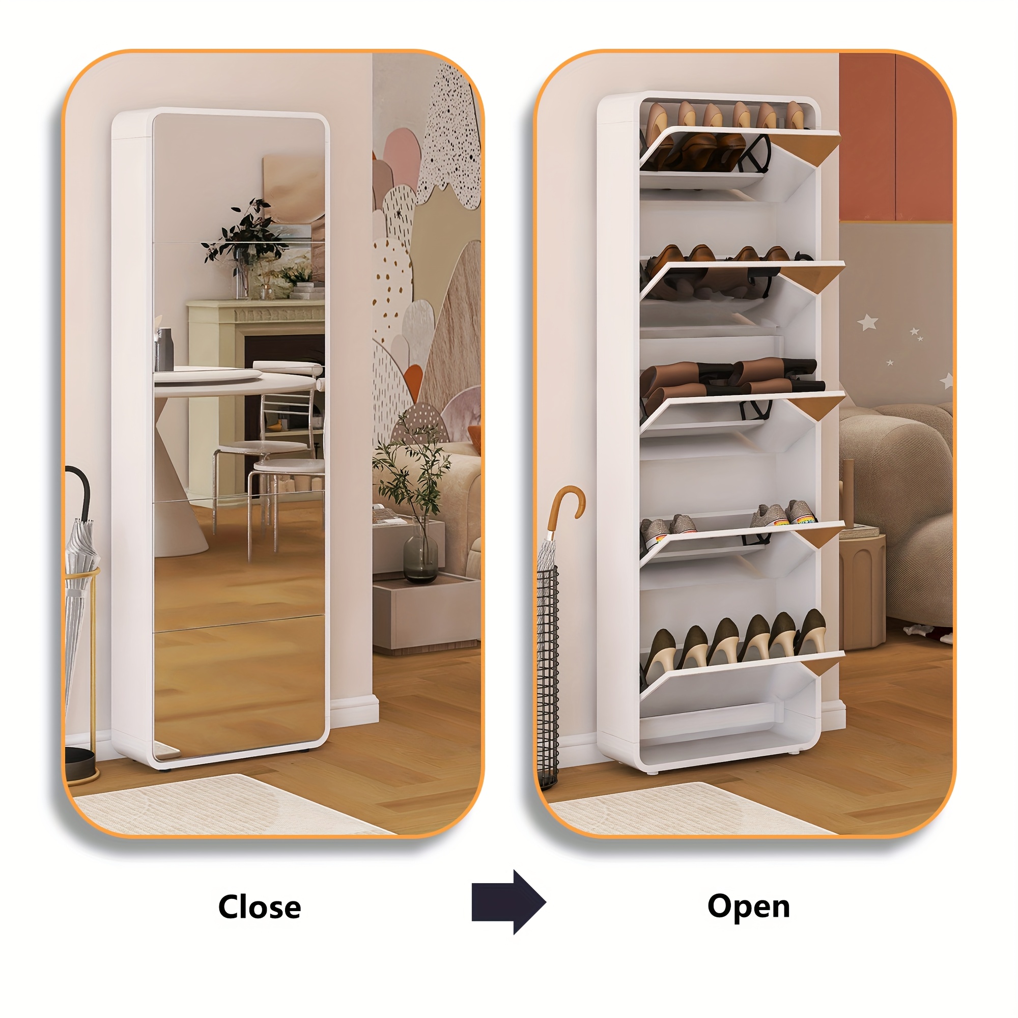 1 set   shoe cabinet modern   floor standing with full length   5 flip drawers white wooden shoe organizer for entryway hallway and   shoe cabinets Product details 3