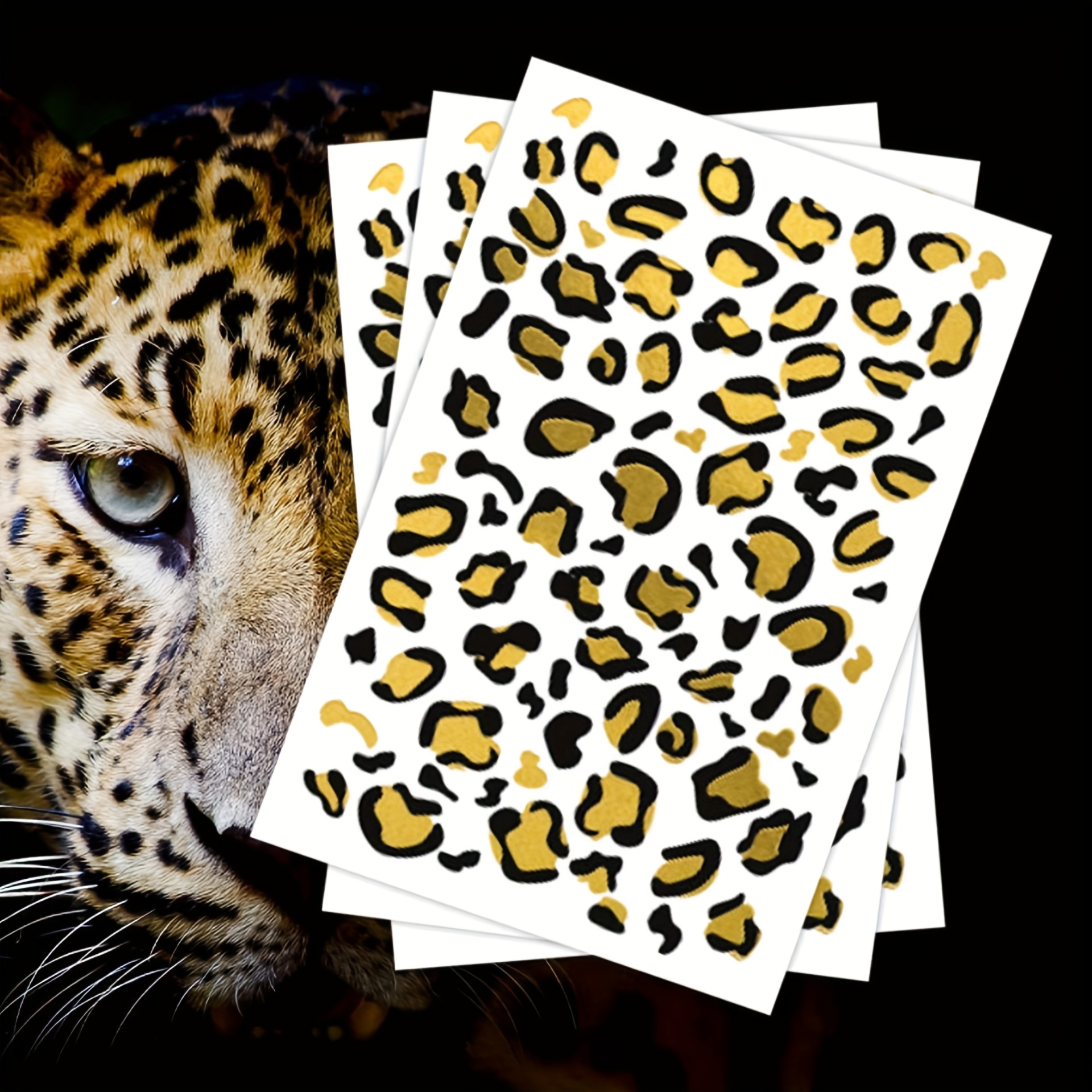 4 Tier-Gesichtstattoos Für Karneval | Leopard, Reh, Giraffe, Tiger | Glitzer-Aufkleber Für Kostümpartys