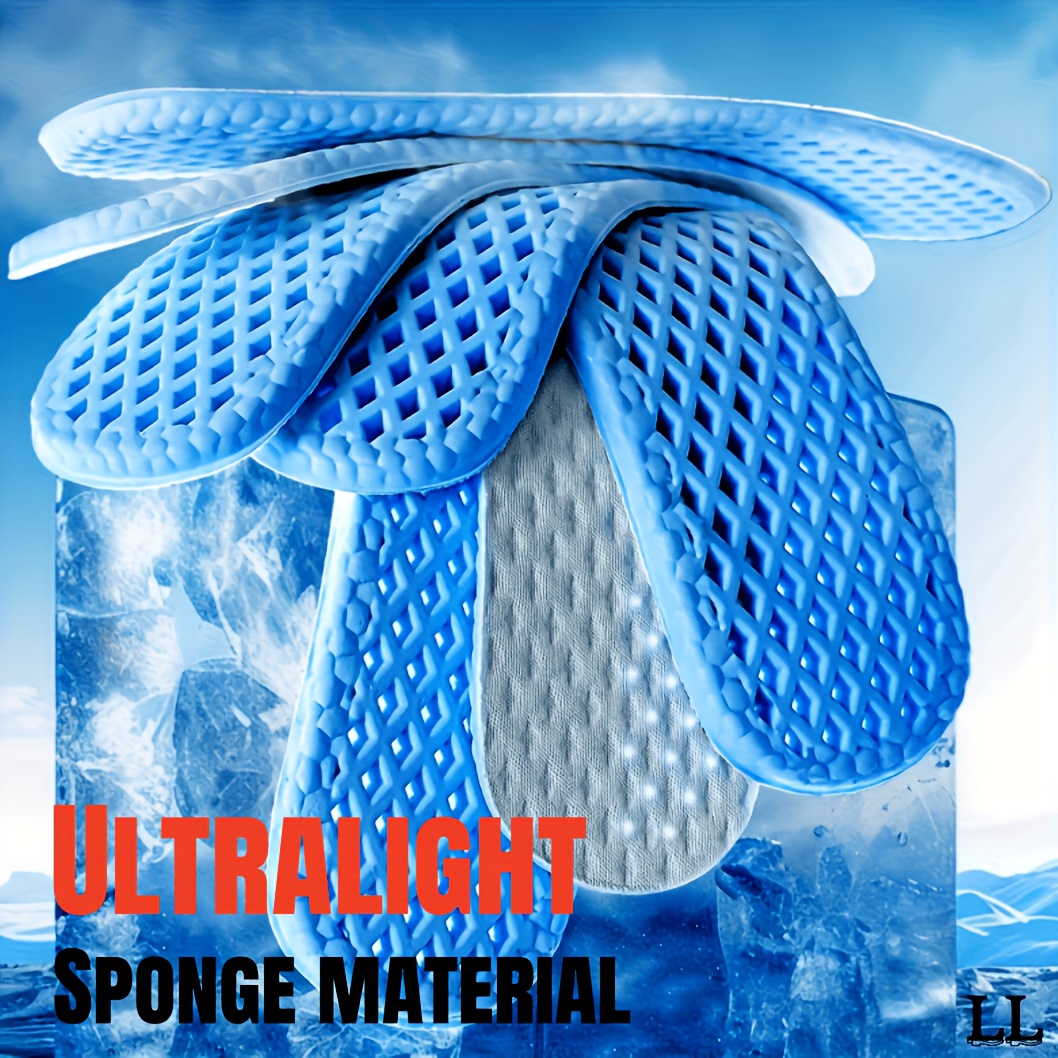 4pcs/2 Pairs Summer Cooling Insoles - Breathable, Unisex Ultra-light Insoles, |Breathable Design|Sweat Absorbing|Shock Absorbing|Long-Lasting|Men's insoles|Ladies insole|Sports insole|Air Cushion|A very light shoe insole|Sports/Casual Shoes|blue