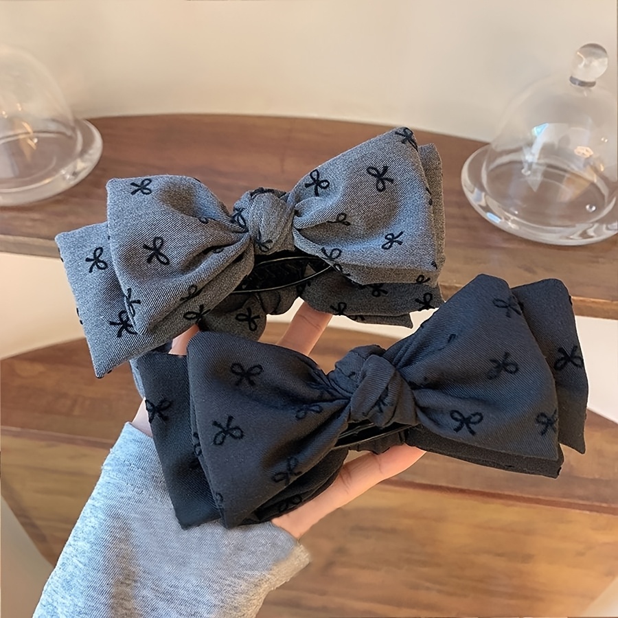 

2pcs Elegant Bow Hair Clips - Chic Fabric Bun & Ponytail Holders For Women And Girls