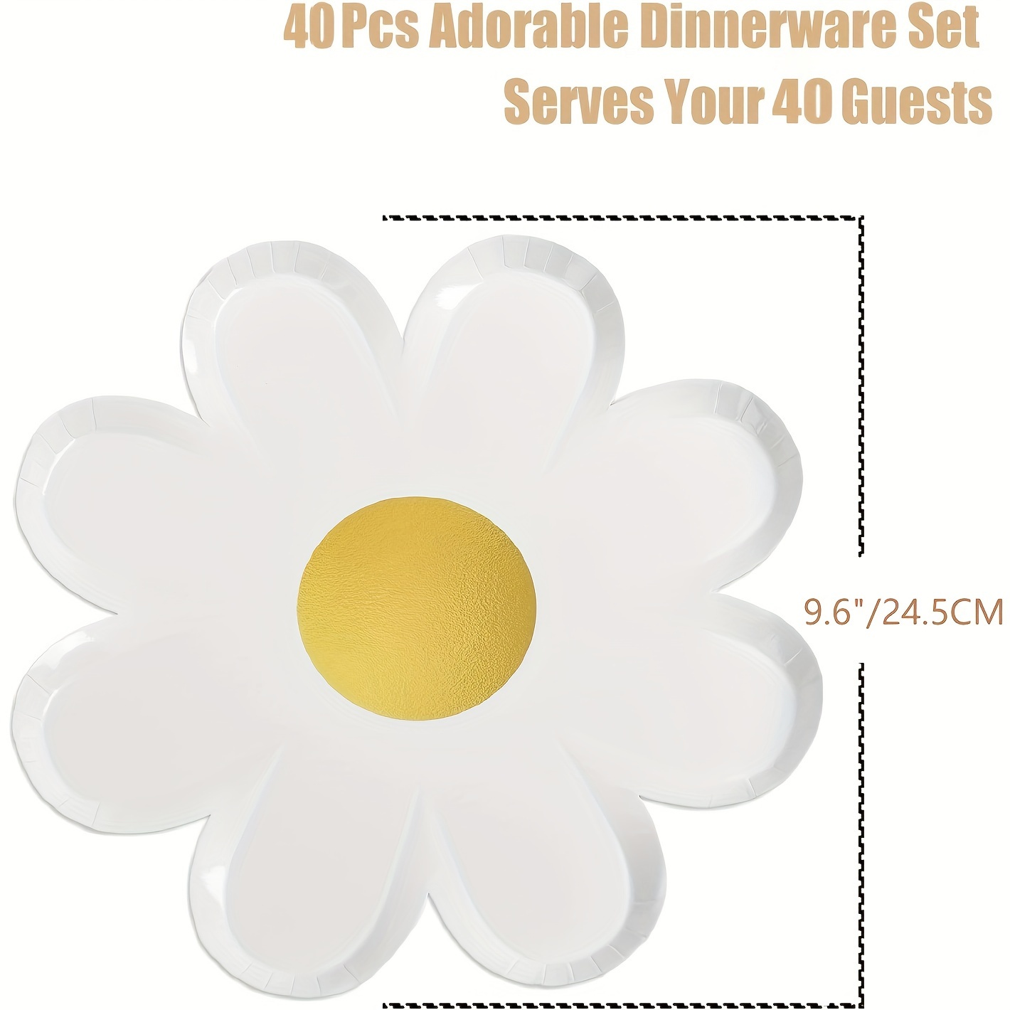 Set Of 40 Flower-shaped Paper Plates In Sizes 7 Inches And 9.6 Inches, Featuring Designs, Perfect For A Spring-themed Party