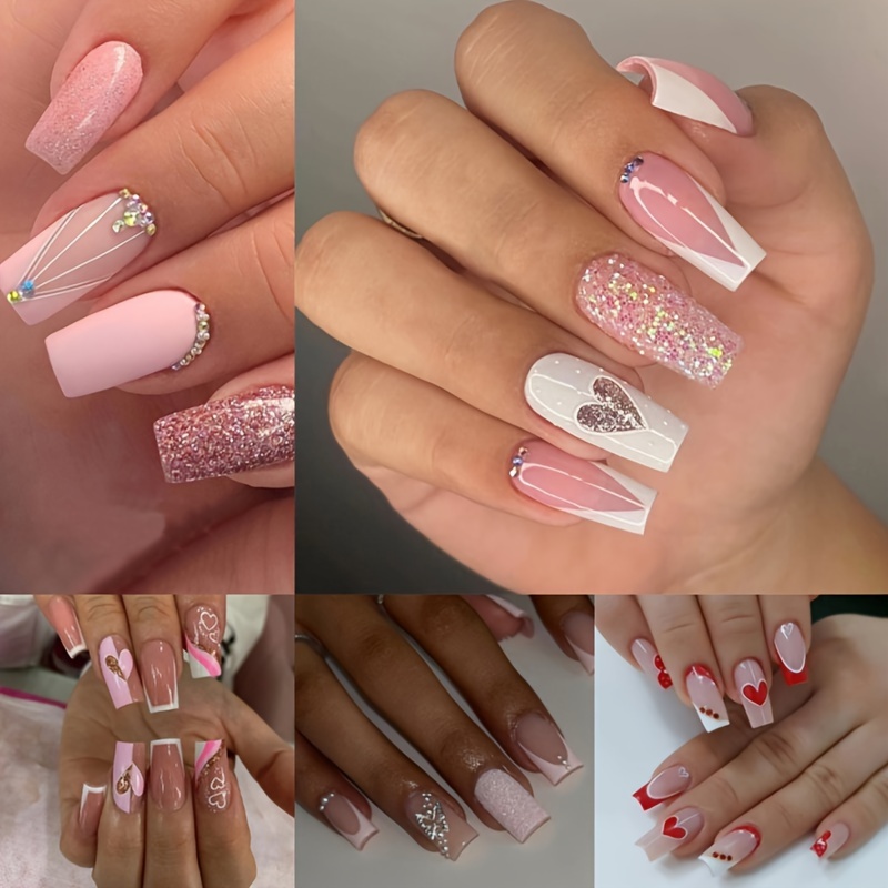 TEMU 120 Pcs Hand Press On Nails, Luxurious Ballerina Fake Nails, Perfect Accessory For Banquets, Soirees, Parties