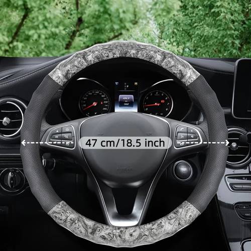 steering wheel cover compatible for truck suv non slip pu leather woodgrain with steering wheel fits 42 50cm diameter non for suvs trucks