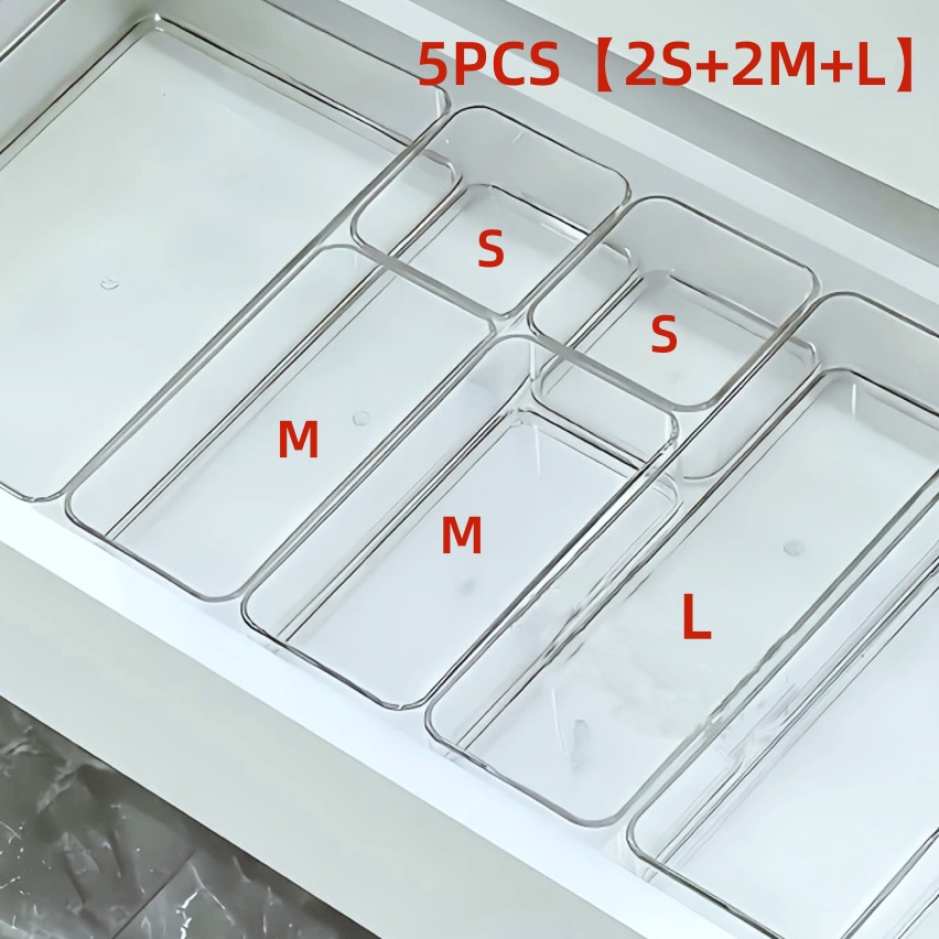5 6 8pcs clear acrylic drawer organizer cosmetic and stationery storage box suitable for makeup office supplies home storage desk drawer organizer for home storage