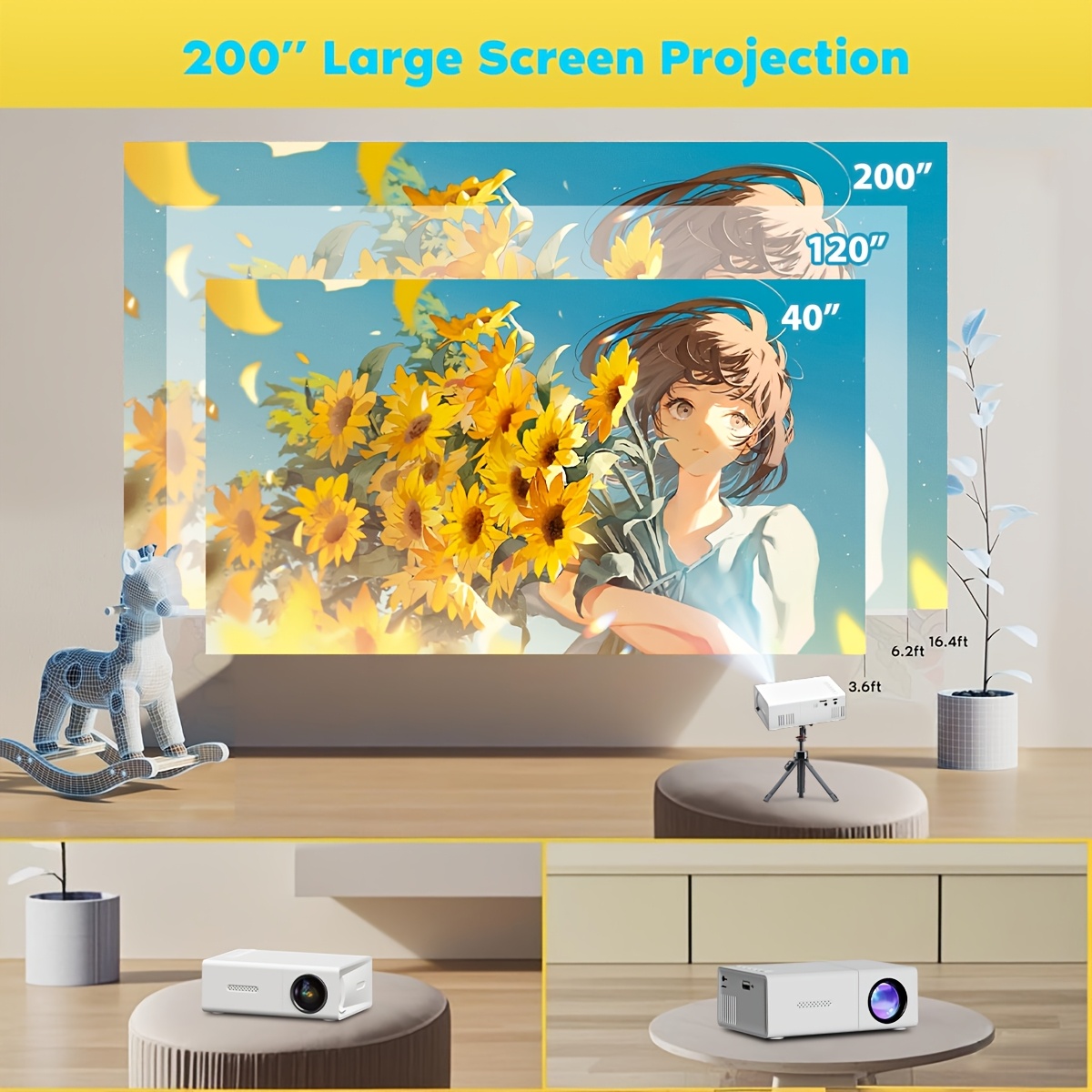 Image of Projector For Home Use, Native 240p, Usb Wired Theater Projector, Compatible With Usb, Smartphones, Ipads, Tv Boxes, And Laptops - High Definition Video Projector For Films And Presentations