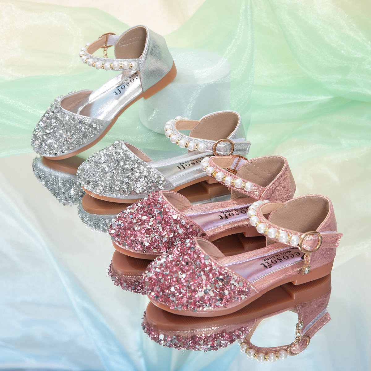 Girls Formal Footwear Princess Glitter Sandals For Girls - Open-Toe  Rhinestone Floral Dress Shoes For Wedding \u0026 Parties Princess Dress Shoes, image size:1200x1200