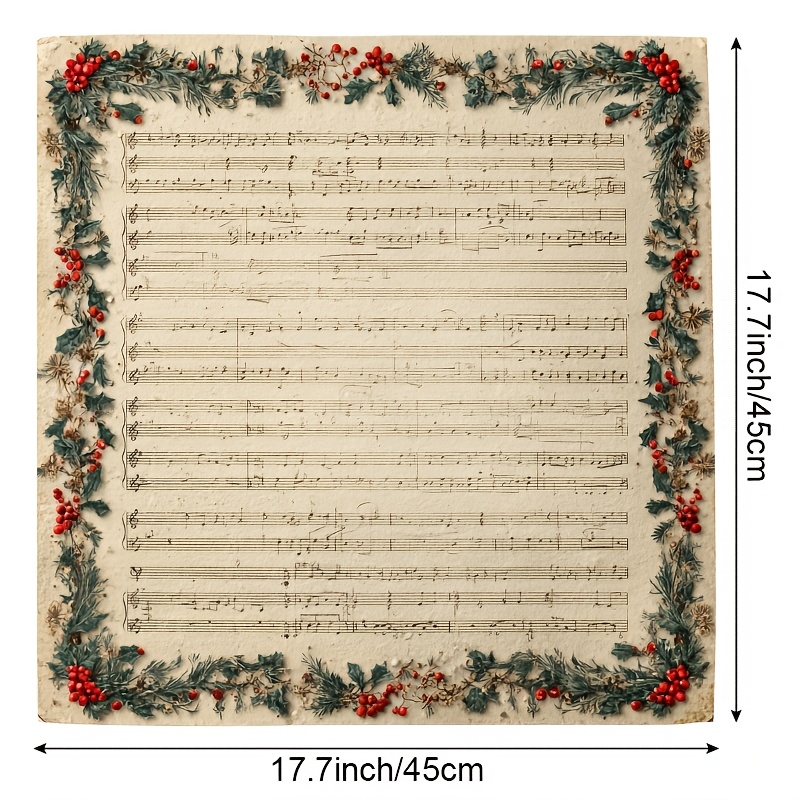 TEMU 4pcs Christmas Square Napkin, Christmas Carol Sheet Music, 17.7 X 17.7 Inch Polyester Fabric For Winter Decor Kitchen Dining Table Living Room