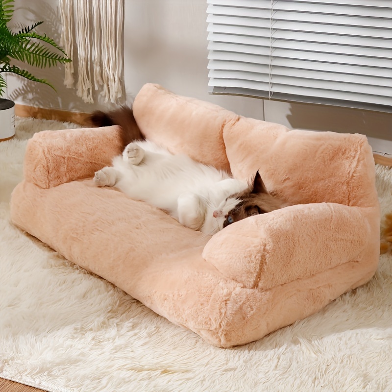Haustiersofa In Beige – Kleines Hundebett / Katzencouch Aus Cord Mit Abnehmbarem Bezug, Bis 6 Kg