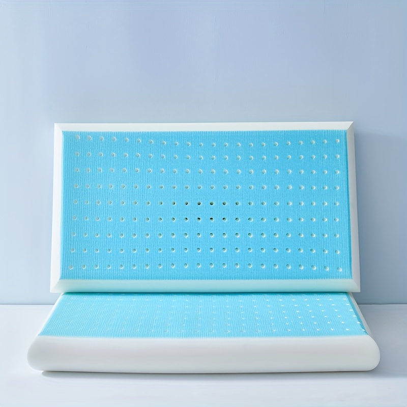 1/2pcs New High-End Ice Blue Cooling Gel Slow-Rebound Pillow, Zero Pressure Pillow for All-Night Sleep, All-Season Microfiber Pillow, Cervical Pillow, Suitable for Student Dorms, Home Bedrooms, and More