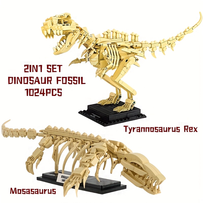 1024 piezas, bloques de construcción de fósiles de dinosaurios