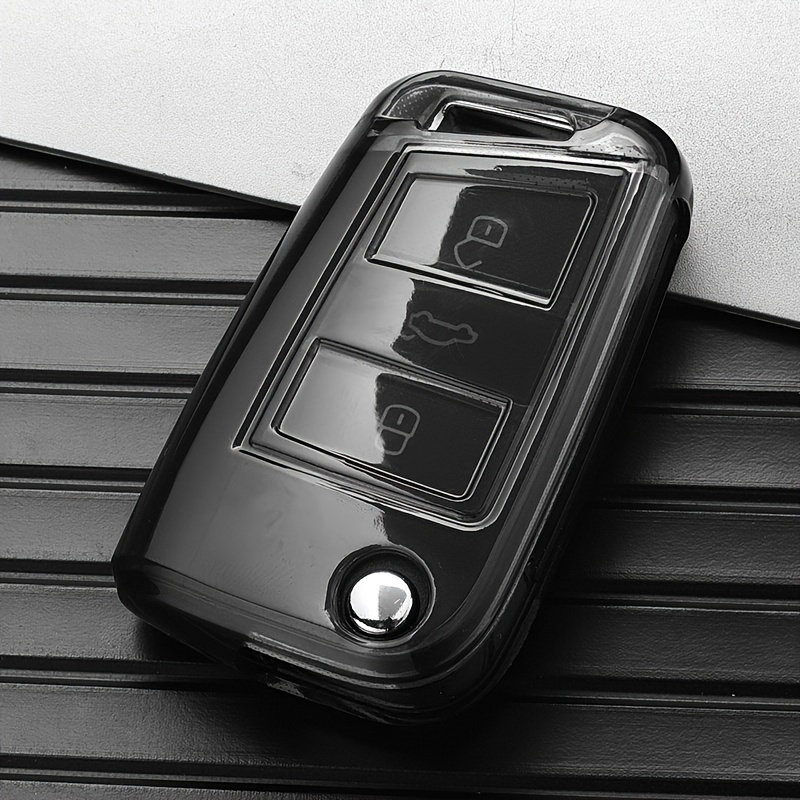 Autoschlüssel Hülle für VW, Schlüssel Hülle Kompatibel für Golf 8 MK8 ID.3  ID.4 Cupra Skoda Octavia A8 SEAT Leon MK4 Tarraco Ateca 3-Tasten Auto  Schlüssel Cover mit Schlüsselanhänger (Black) : : Auto