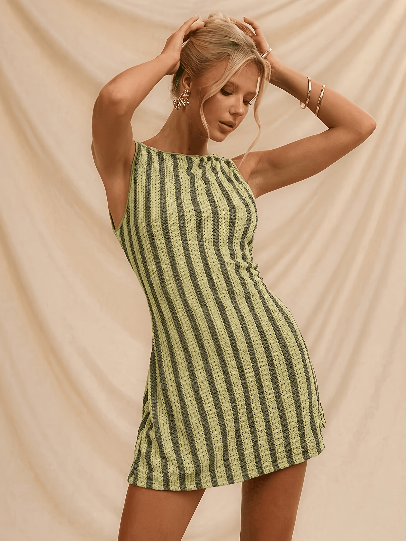 simon miller green stripe dress Mar Poplin – TrenLend Vestido Artesanal main image 0