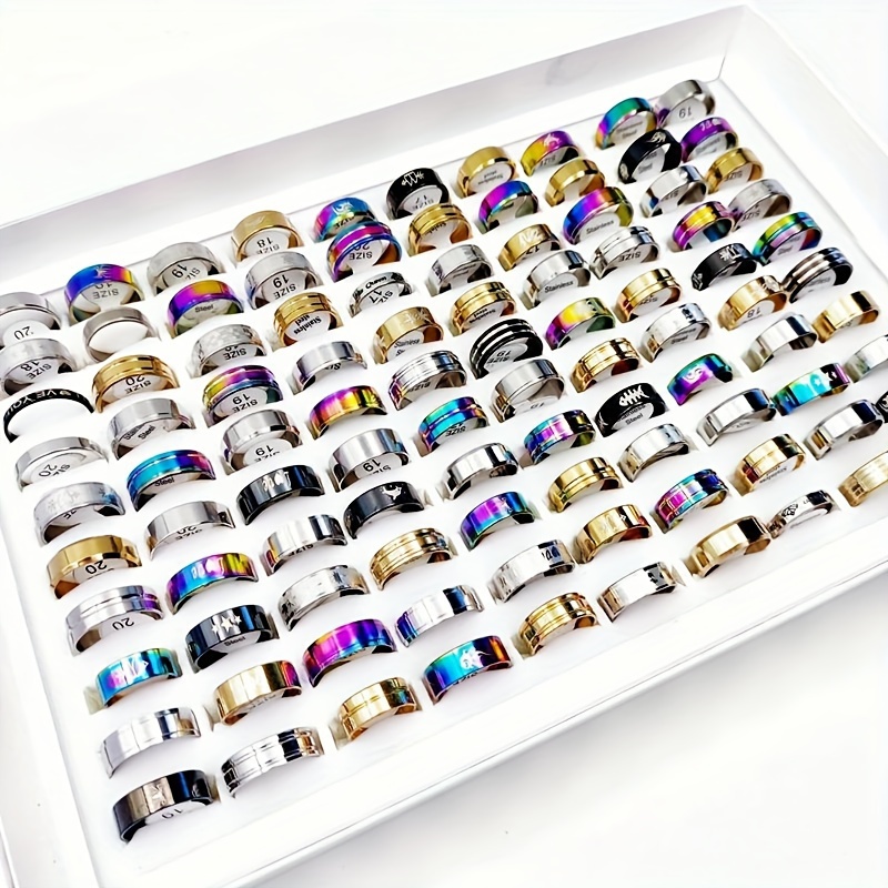 Stackable Stainless Steel Rings for Women and Men Sizes 17mm 21mm