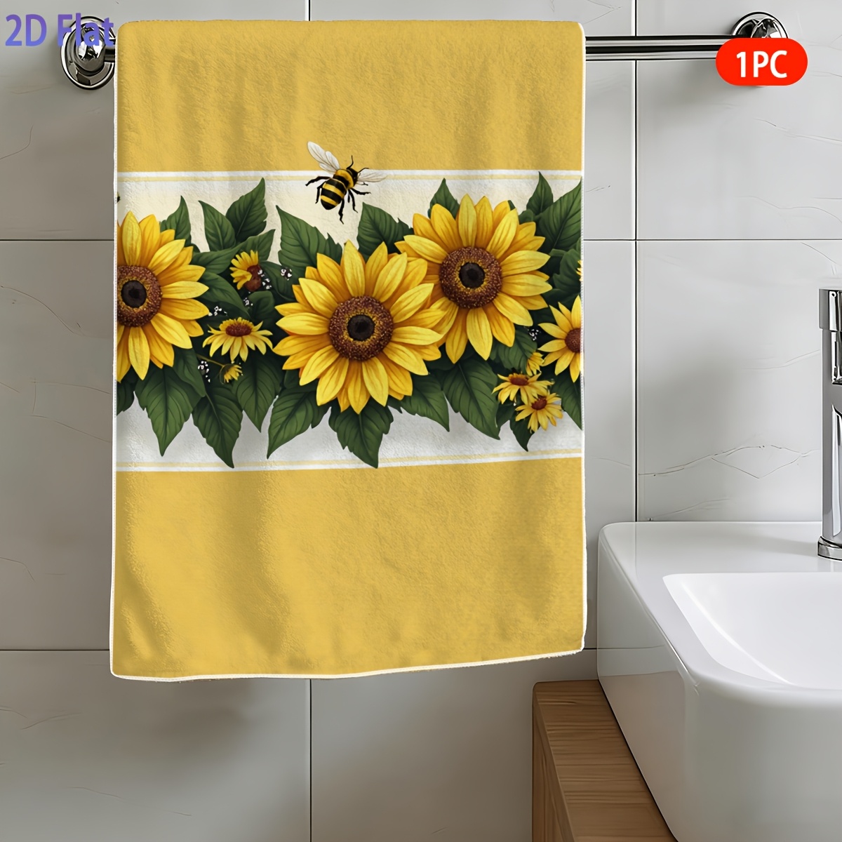 TEMU Serviette de Main en Microfibre 2D Plate, 1pc 1pcs Adaptée pour le Lavage du Visage & la Vaisselle avec Dentelle Abeille - Moderne Minimaliste &