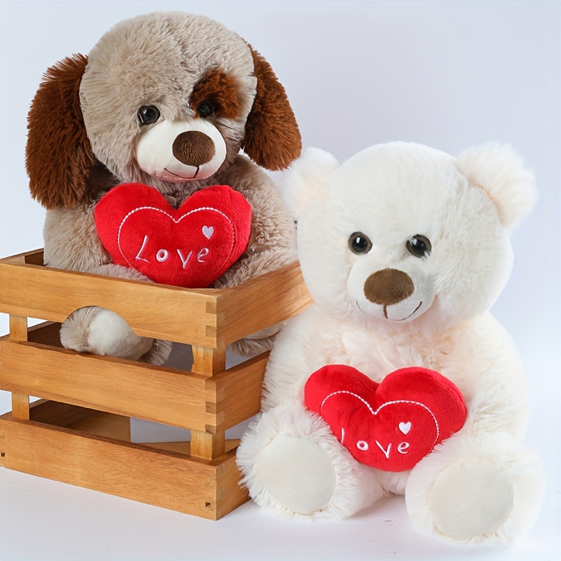 Urso de Pelúcia com Coração de Amor e Cachorro de 26cm/10.23in para Crianças 8