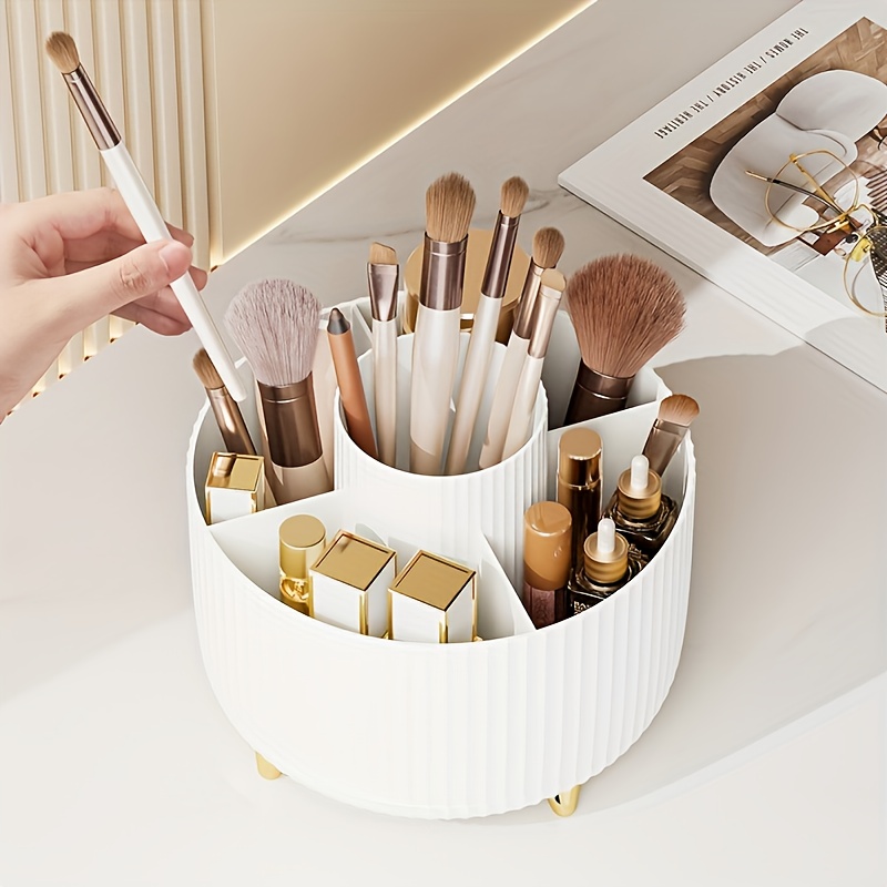 

2pcs 360° Rotating Makeup Brush Holder - Desk Organizer With 5 Compartments, Use, Ideal Christmas Or Birthday Gift