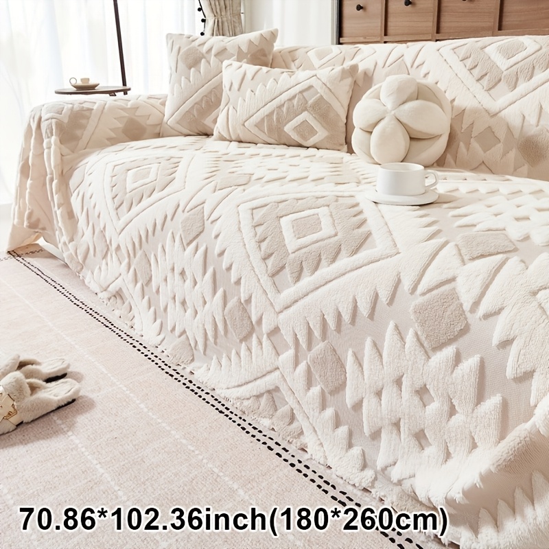 TEMU 1 pieza Protector de sofá y popular para otoño e invierno | Elegante y | de sofá de felpa estilo bohemio, cojín de sofá de cobertura total, y ,